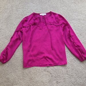 LOFT Fuchsia Ruffle Blouse